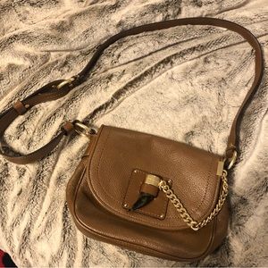 Michael Kors crossbody brown leather with tortoiseshell/gold hardware